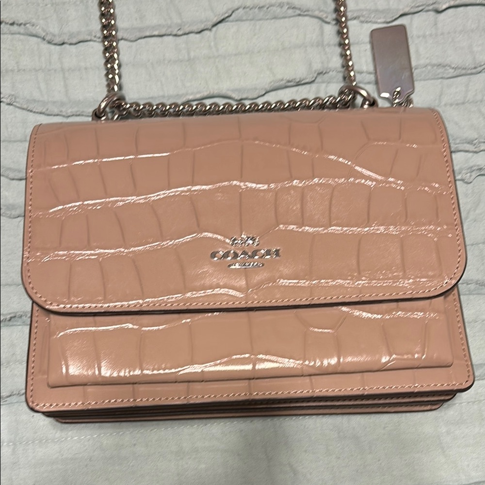 Coach TAUPE Crossbody Bag with Croc Embossed Leather